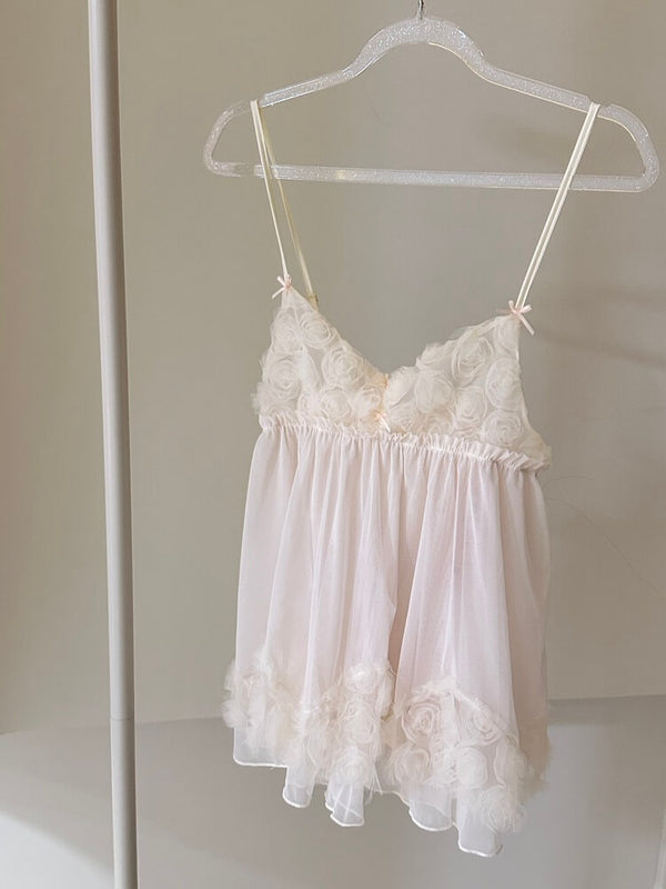 Pure Angel - Lace Rose Soft Gauze Ruffle Light Nightdress Set